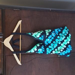 Nike Tankini Halter Swim Top, Sz 6, Black with Blue Teal and Green Bubbles, NWT